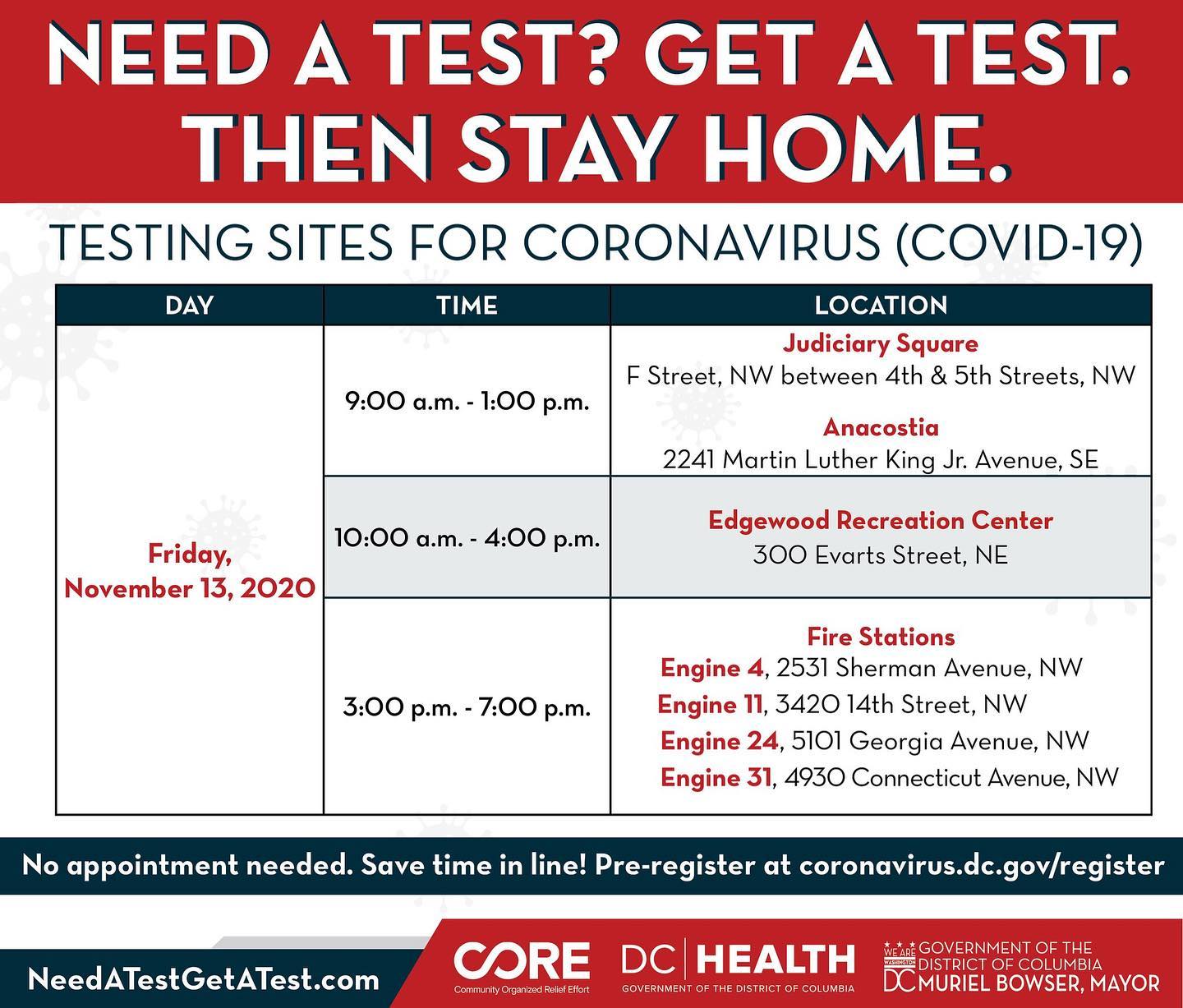 Serve DC - Here are today's testing sites. -If you have a... | Facebook