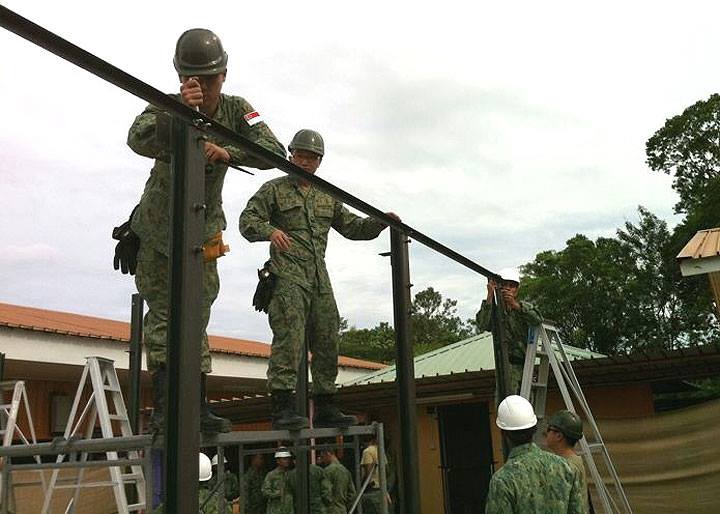Ministry - Engineers from the Singapore Armed Forces (SAF) building a ...