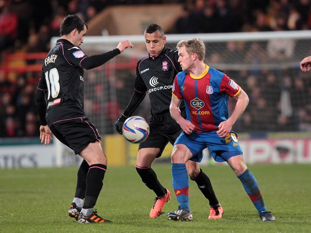 Crystal Palace Football Club Jonathan Williams Up Against Birmingham S Ravel Morrison And Keith Fahey Photo C Neil Everitt Facebook