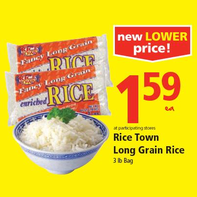 Save A Lot - A 3 lbs. bag of Rice Town long grain rice is now only $1. ...