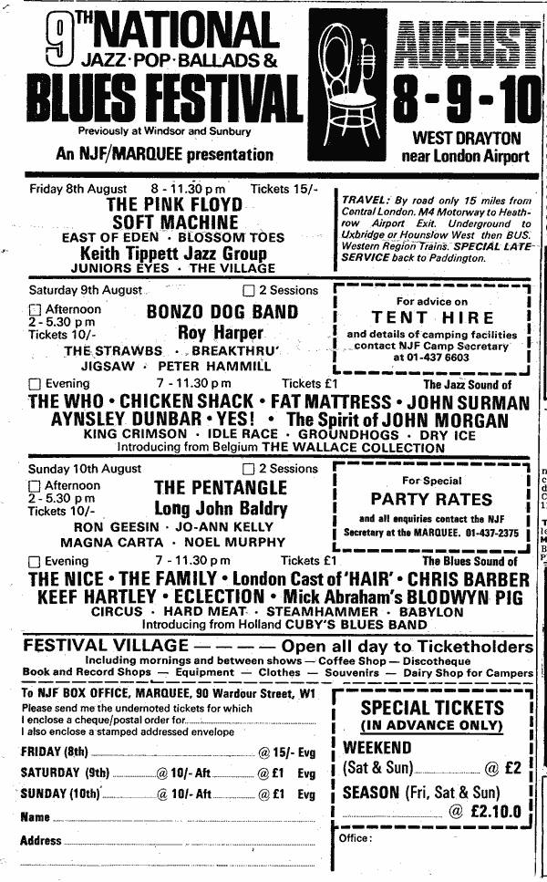 Pink Floyd - In 1969, Pink Floyd performed at the 9th National 