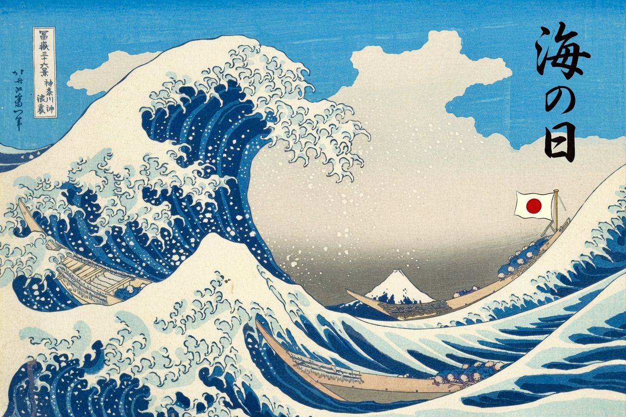 海の記念日 Happy Umi no Hi (Marine Day), a Japanese national holiday founded