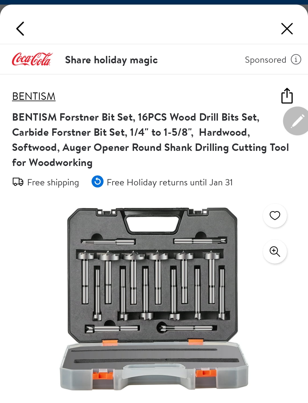 COMOWARE 16-Piece Forstner Bit Set - Wood Drill Bits For Precision Woodworking