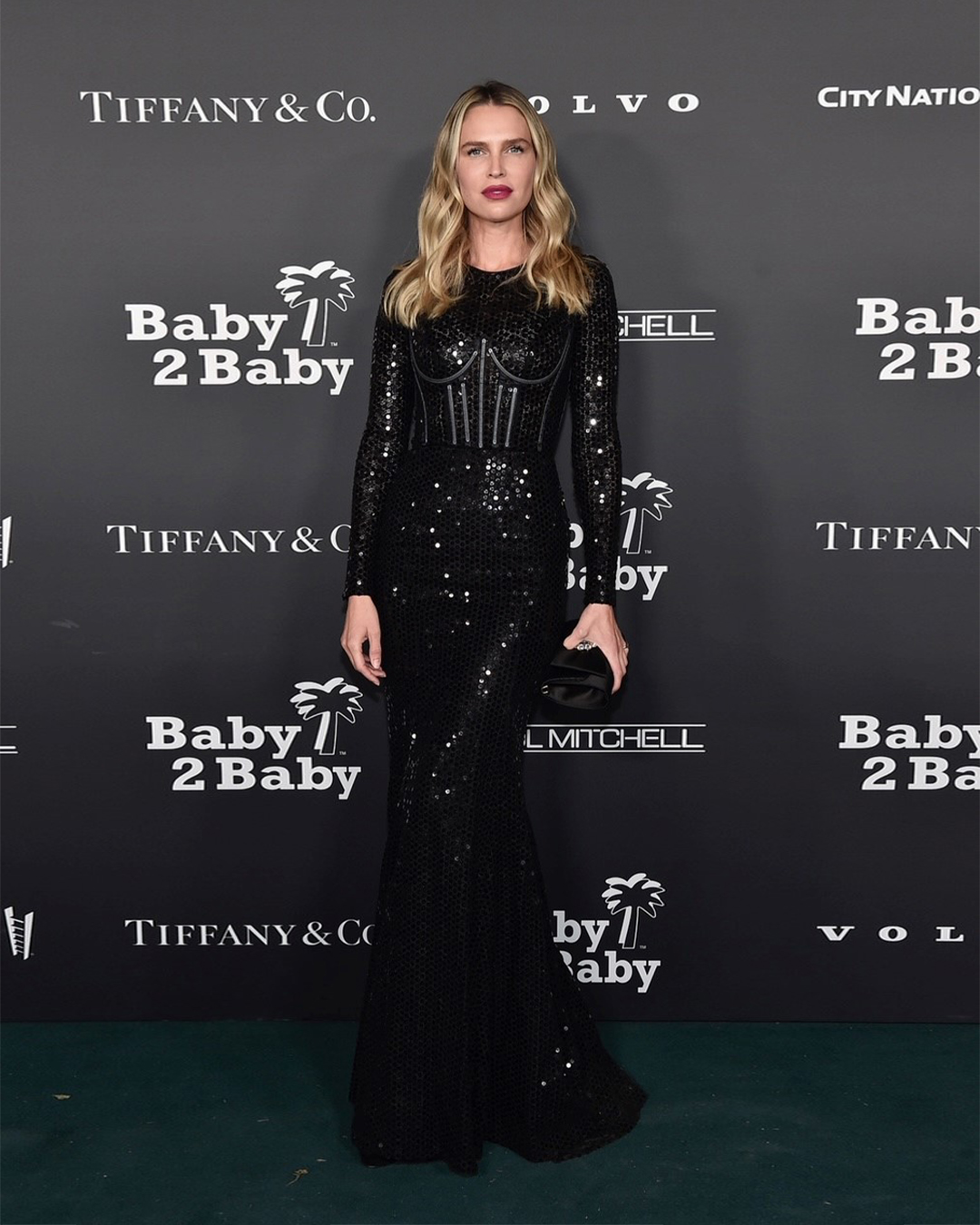 sara foster golden globes dress wore a black #DolceGabbana paillette-embellished gown with corset detail in satin to the 2022 Baby2Baby Gala. #DGCelebs Military Ball
