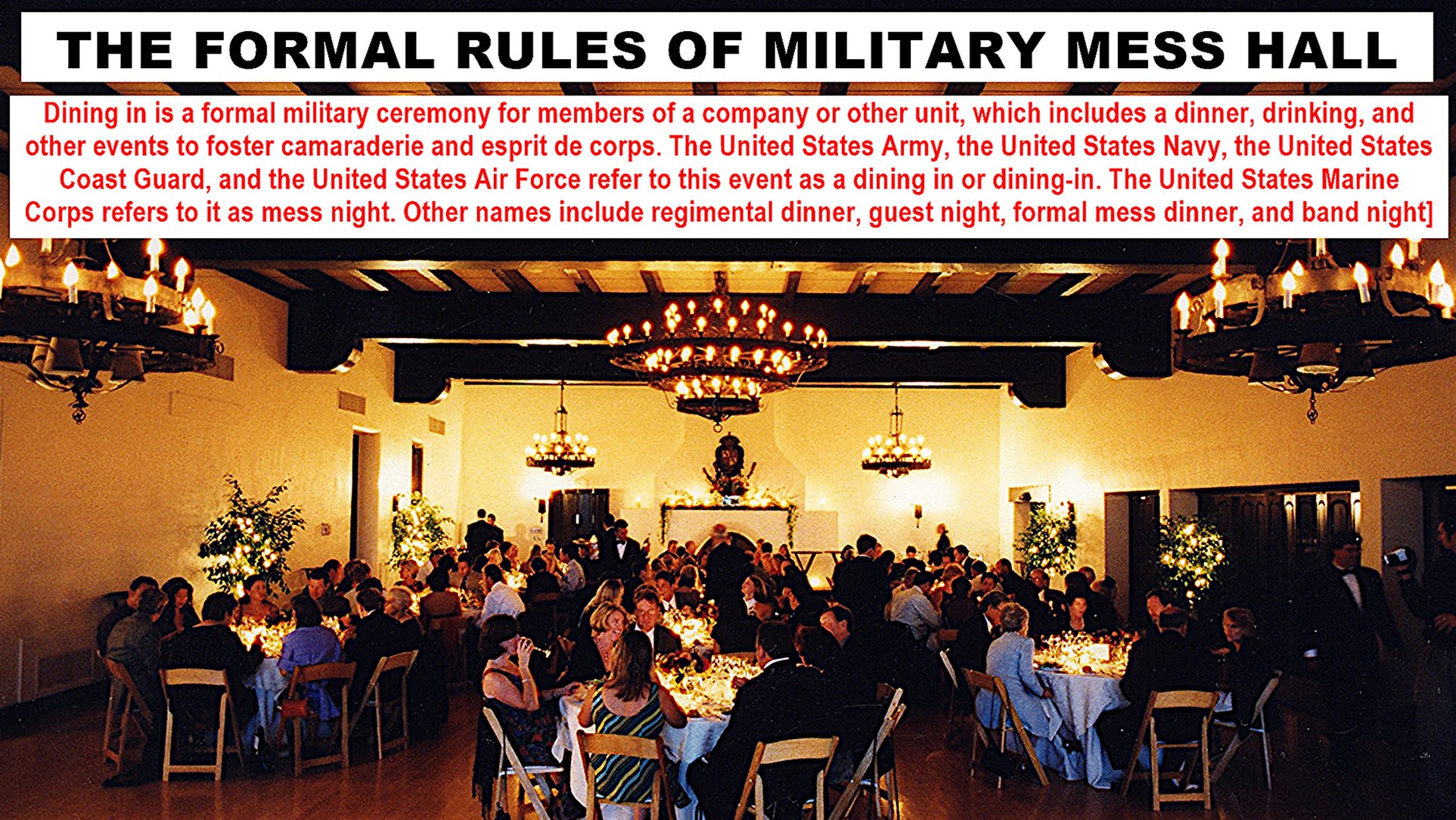 Formal dinner etiquette in military officers' club