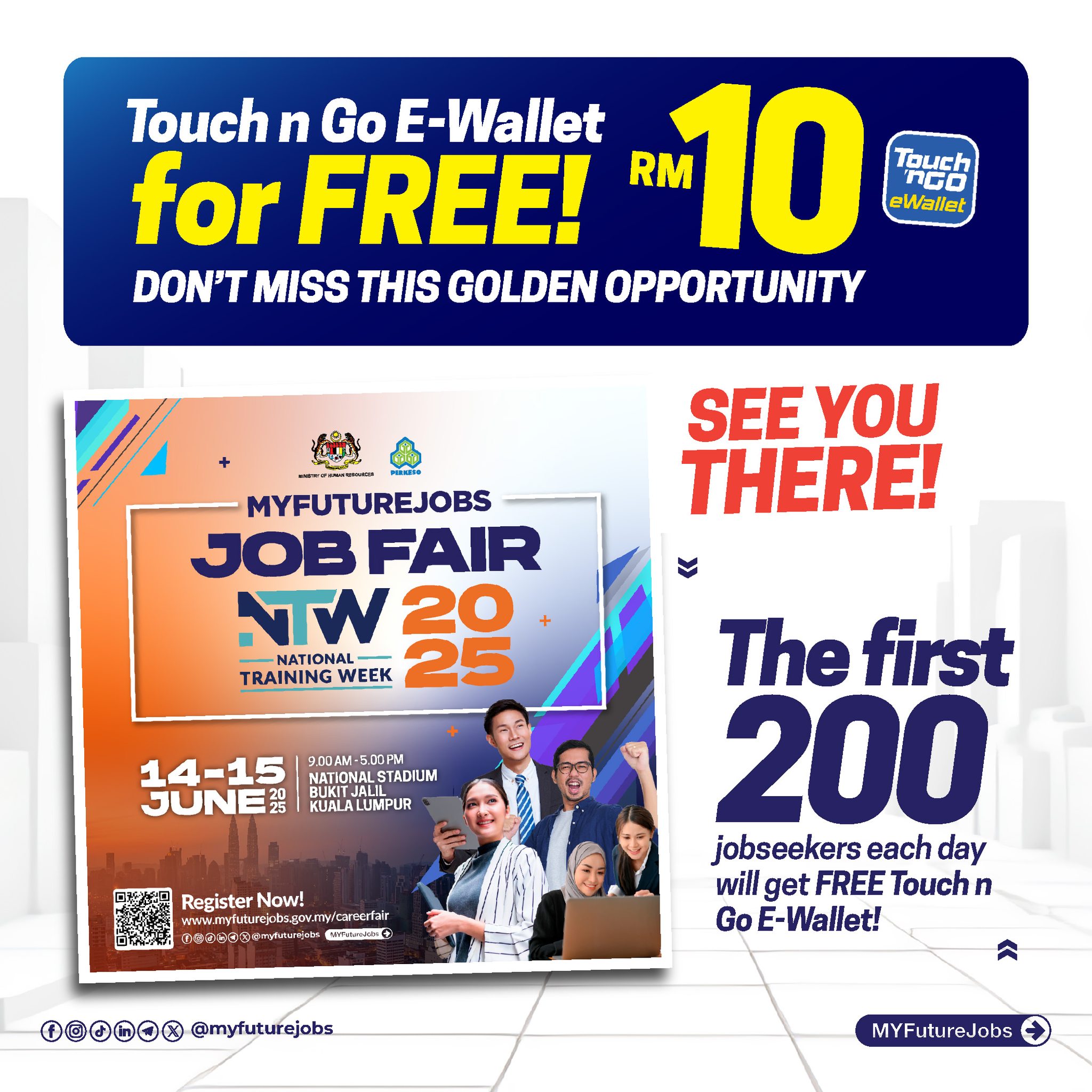MYFutureJobs - 🎉 GET RM10 Touch ‘n Go eWallet FOR FREE ‼️... | Facebook