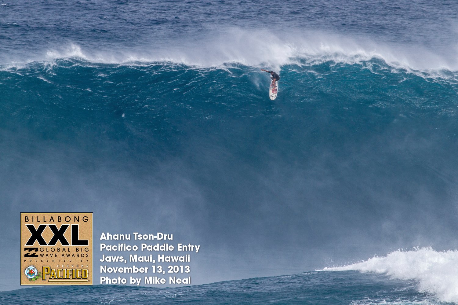 WSL Big Wave - Hawaiian Ahanu Tson-Dru snagged this long, long drop ...
