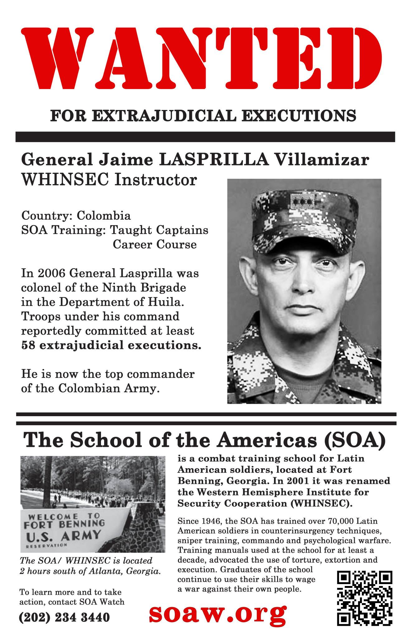 SOA Watch - Wanted for Extrajudicial Executions General Jaime LASPRILLA ...