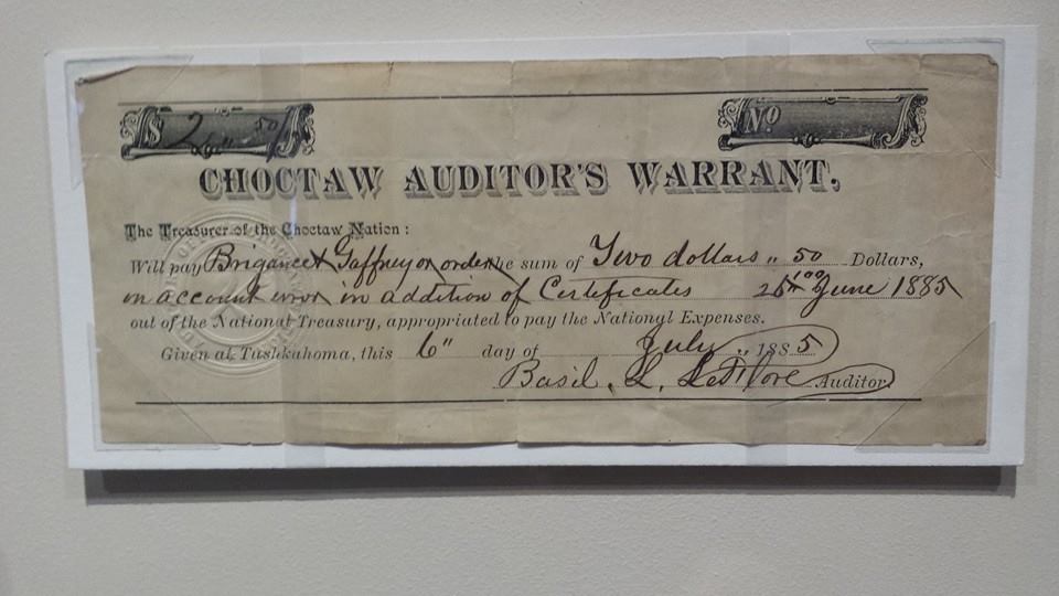 McCurtain - A Choctaw Nation Auditor Warrant, issued and signed by ...