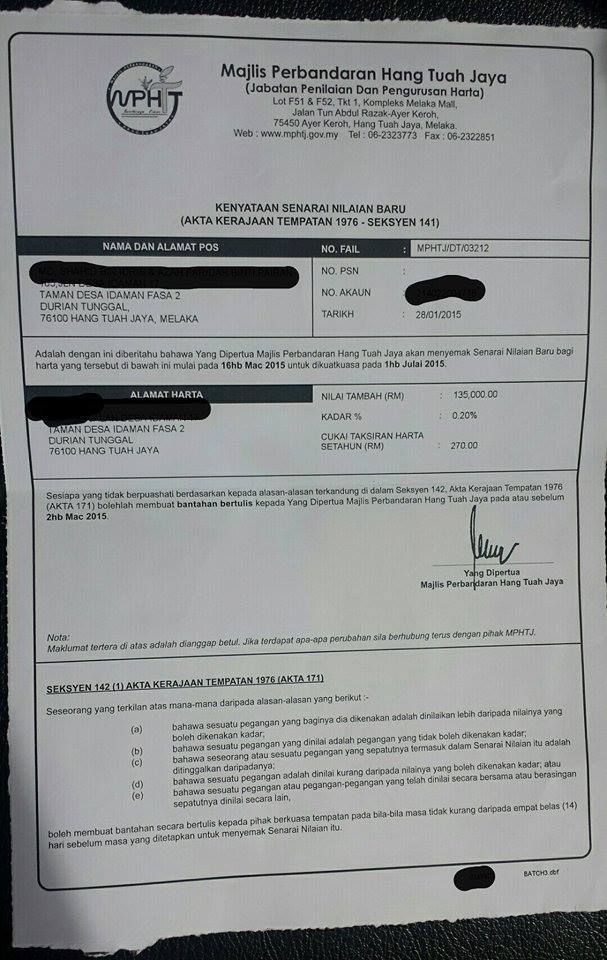 Saya Anak Melaka Cukai Pintu Utk Kawasan Hang Tuah Jaya Naik Berkuatkuasa 1 Julai Depan Justified Ke Terutamanya Dalam Keadaan Muram Skrg Ni Facebook