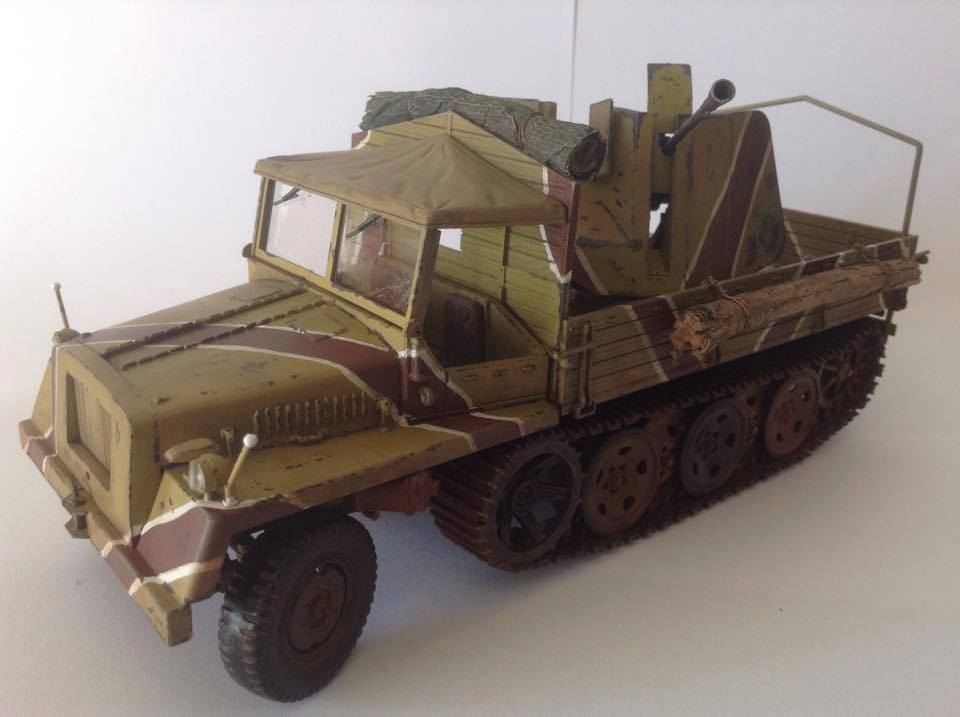 1/35 scale Schwerer Wehrmachtschlepper SWS with Flak 43 - 3.7cm model