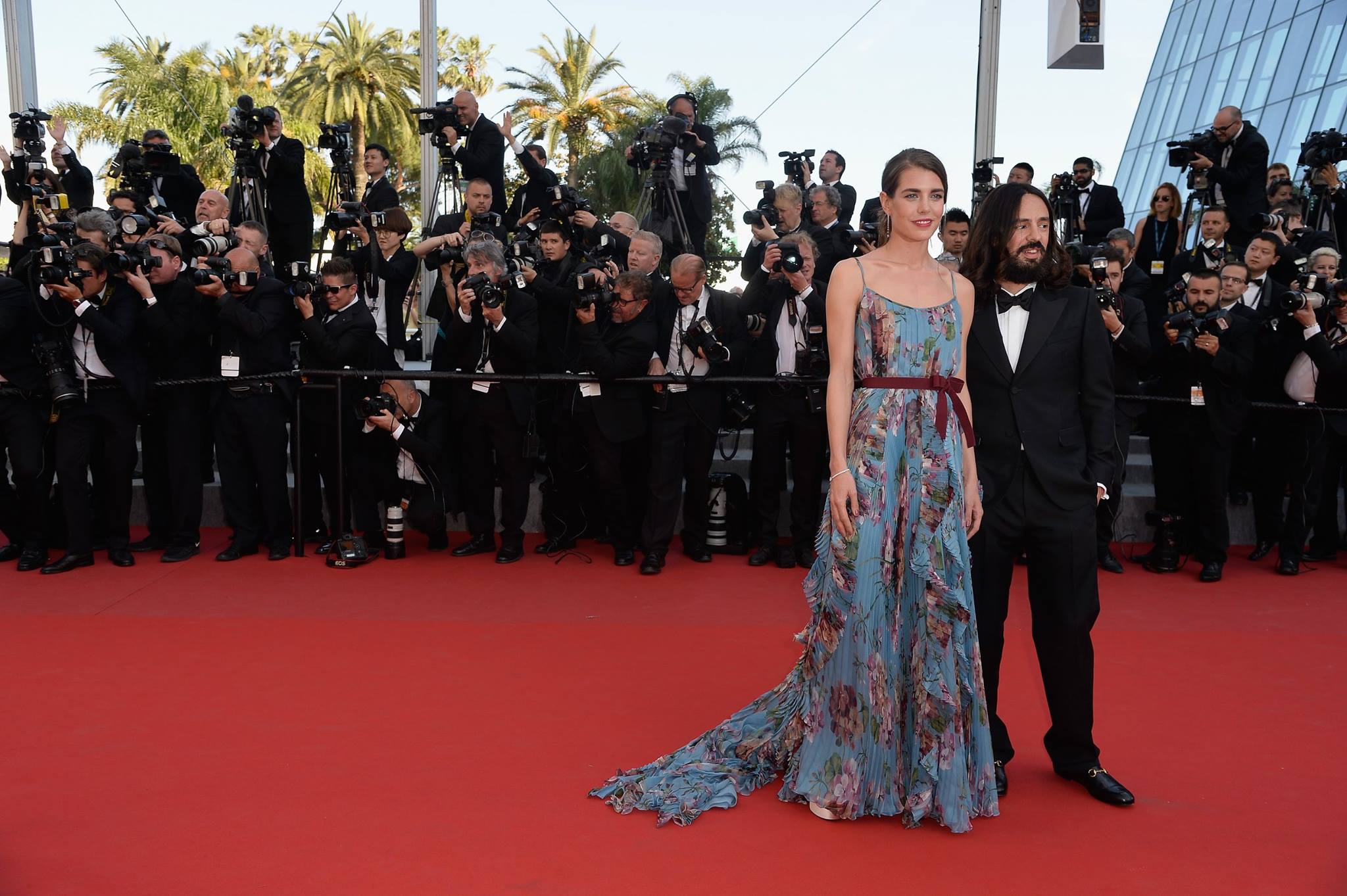 From Charlotte Casiraghi's blue chiffon plissé gown to Gianna Jun's pink and black lamé dress, a look at Sunday night's red carpet arrivals for the premiere of the digitally restored version of 