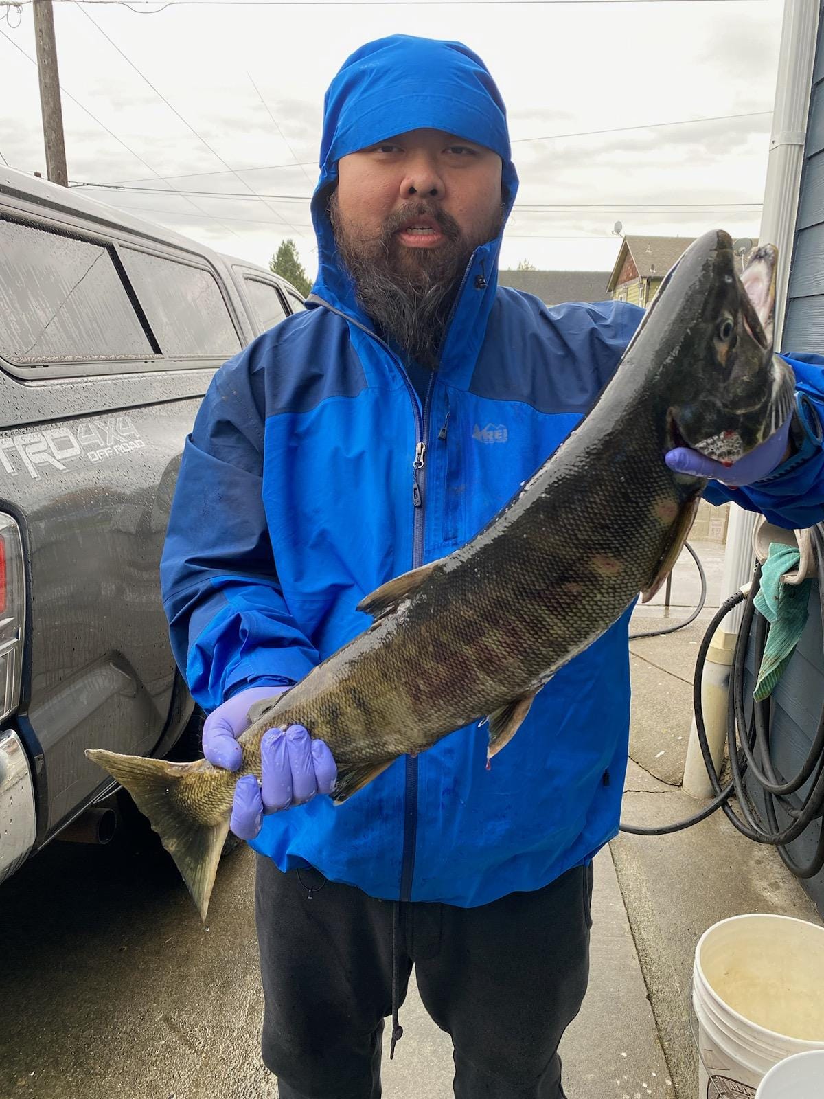 Chrome Chum salmon from the Nushagak River. Jeri is all smiles