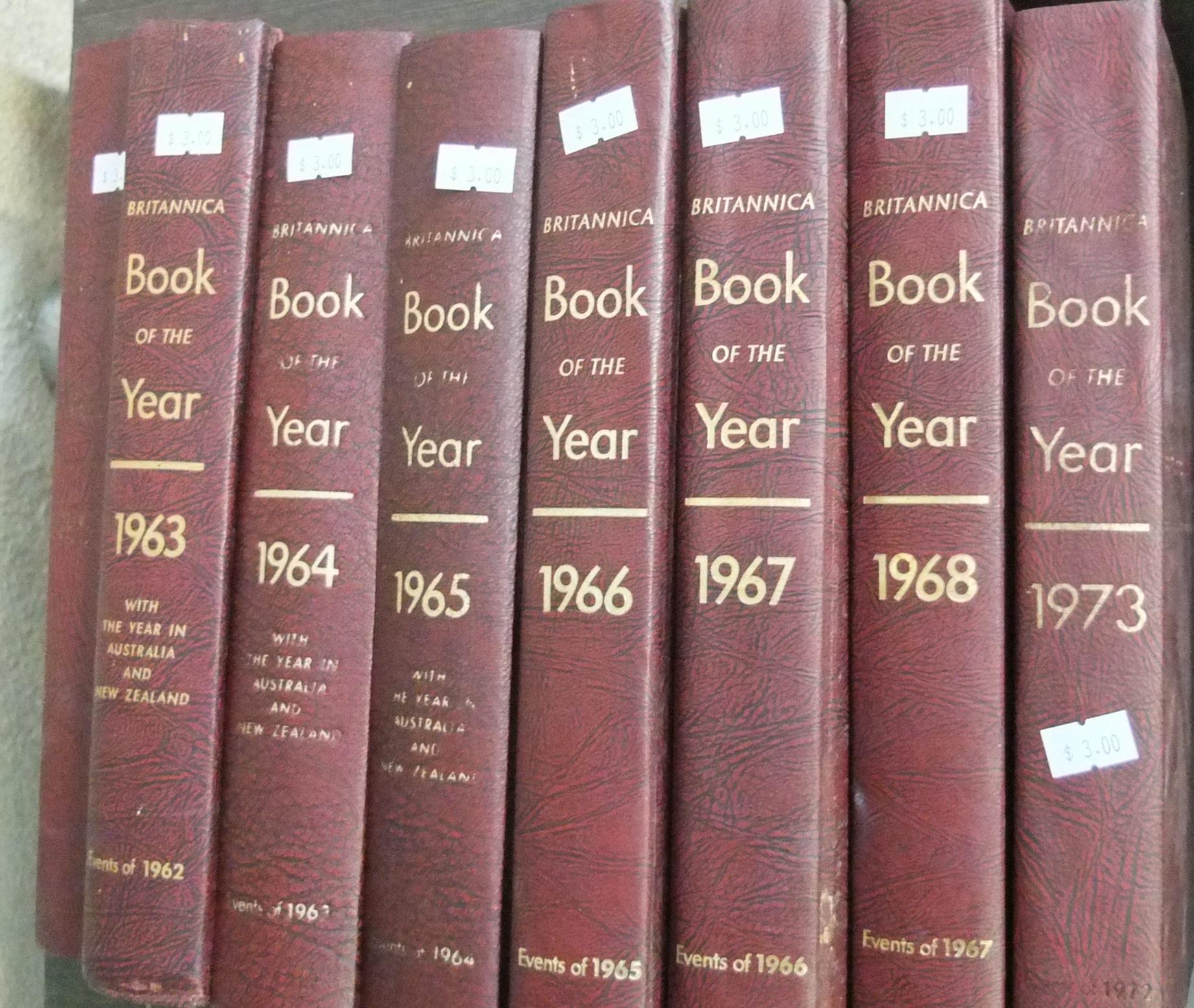 Encyclopaedia Britannica Year Books from the early 1960s to the