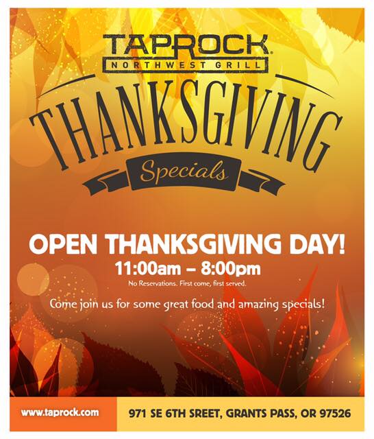 Taprock - We will be open for Thanksgiving! Our hours of operation will ...