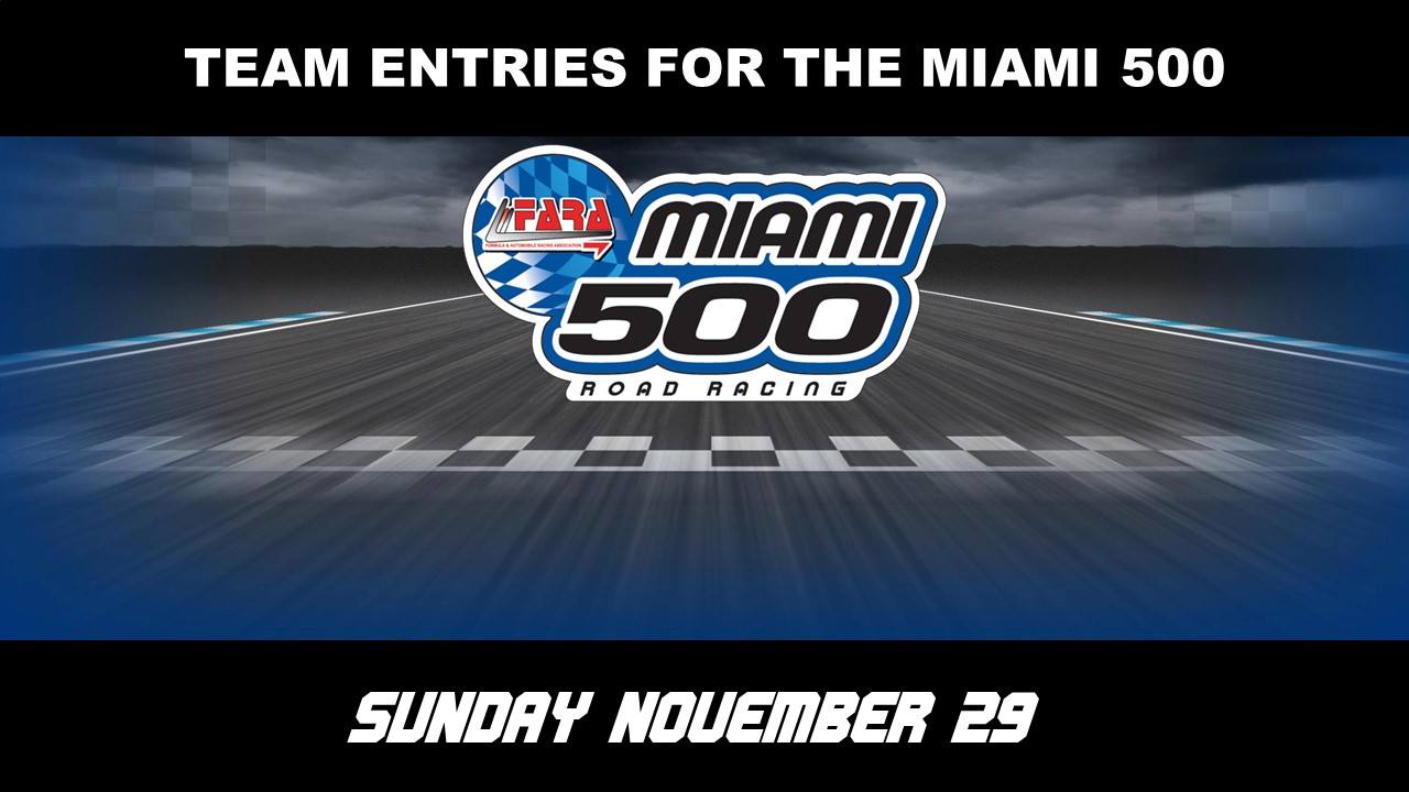 FARA - MIAMI 500 ENTRY LIST *as of 11/22/15 Pay only for...