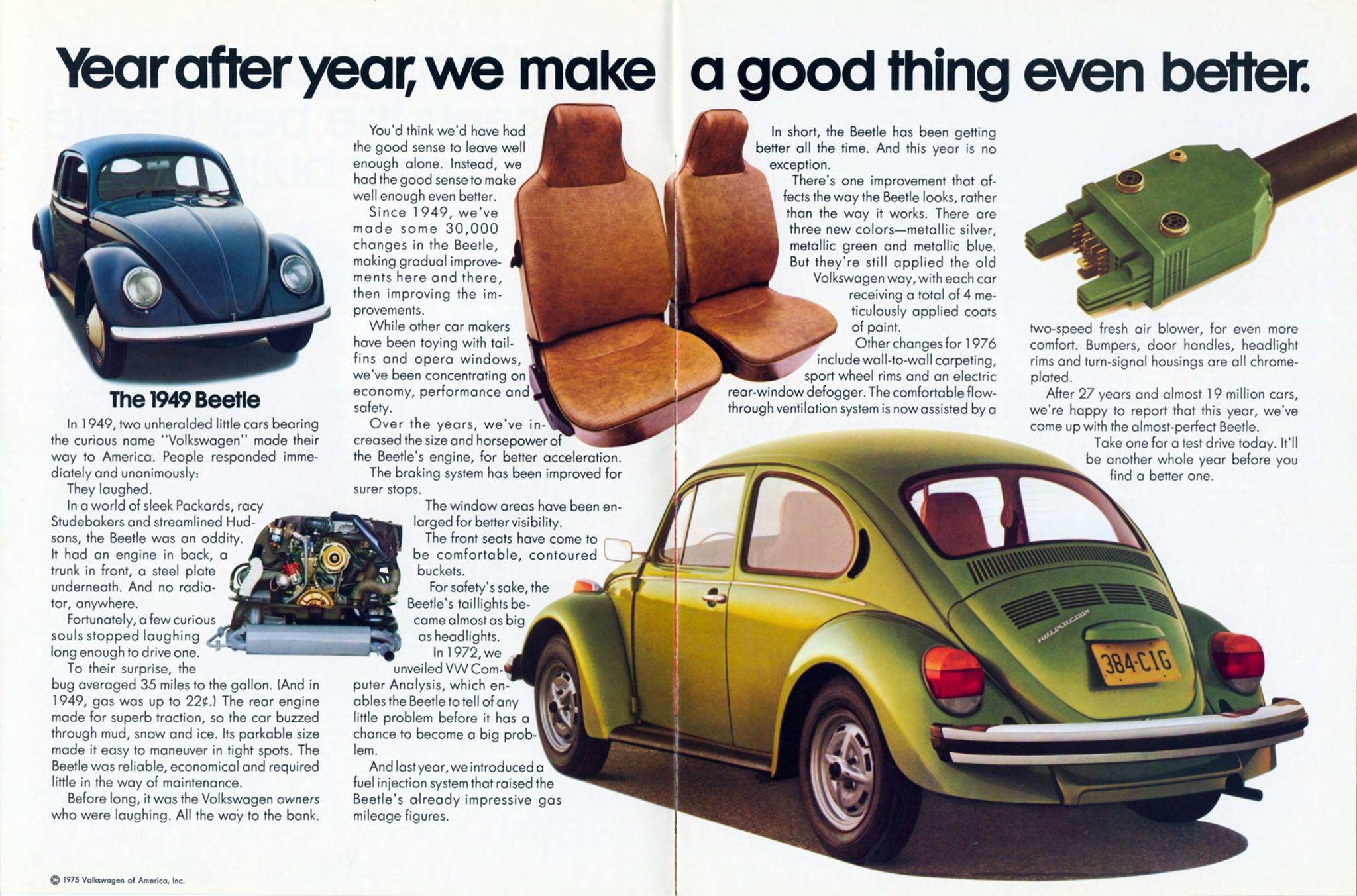 1976 Volkswagen Beetle Brochure. USA. VW Type 1. 33-11-66020. USA