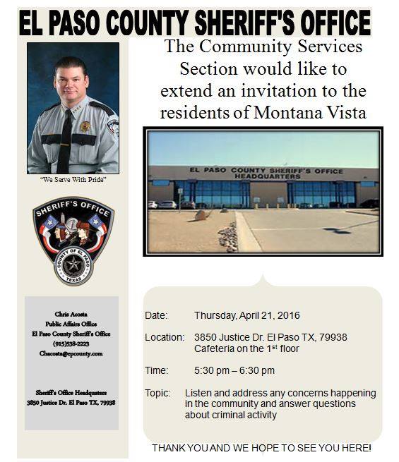 El - The El Paso County Sheriff’s Office Community Service Section will ...