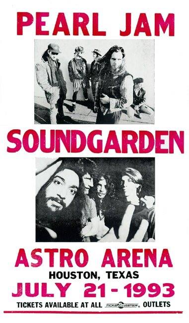 Soundgarden - Vintage Pearl Jam and Soundgarden Tour poster from