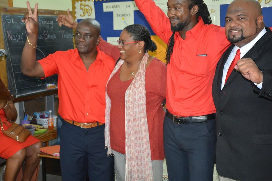 Barbados - Charles Griffith poses with BLP leader Mia Mottley, Fabian ...