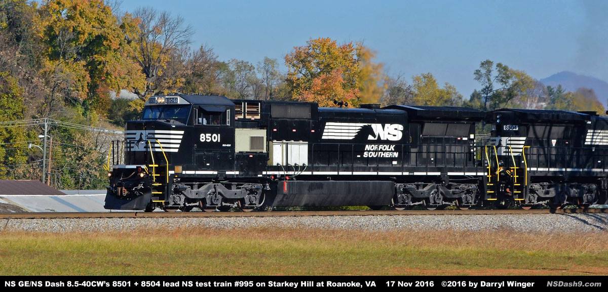 Norfolk Southern locomotive adhesion testing with NS Dash 8.5-40CW