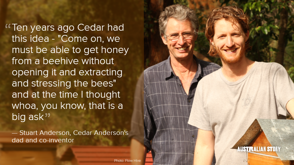 Australian Story - Cedar Anderson, working in his shed with the help of ...