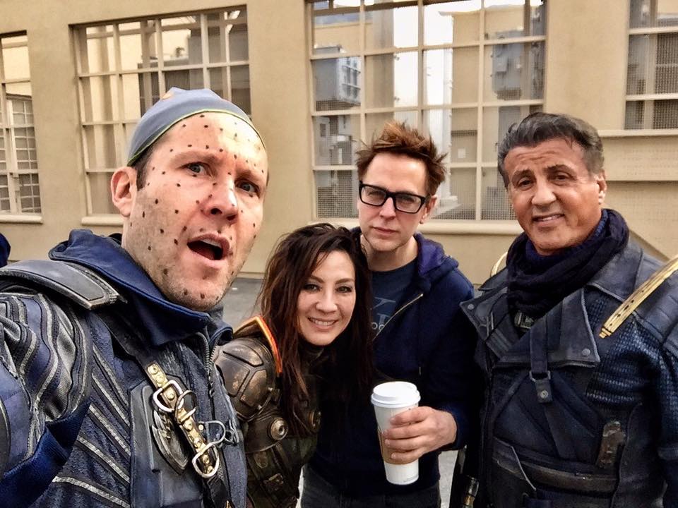 James Gunn One Of The Most Fun Days On Set With These Ravager Captains Michael Rosenbaum As Martinex Michelle Yeoh 楊紫瓊 As Aleta Ogord And Sylvester Stallone As Stakar Get