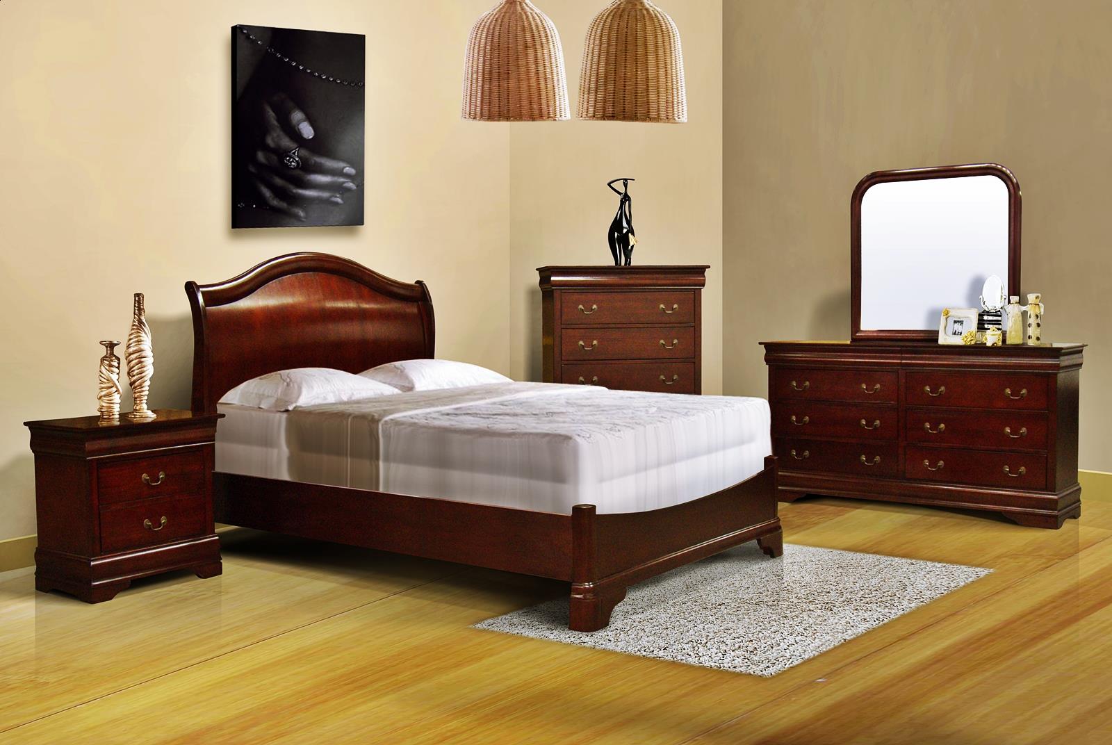 BEST DEAL HOME FURNITURE - Martini Cherry Bedroom Suite #8001 Queen 5pc ...