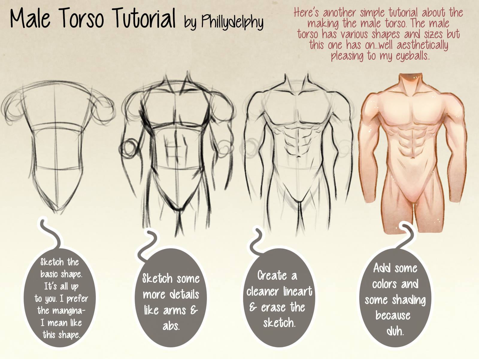Cartoon Block - Step-by-step guide on how to draw the male torso. https ...
