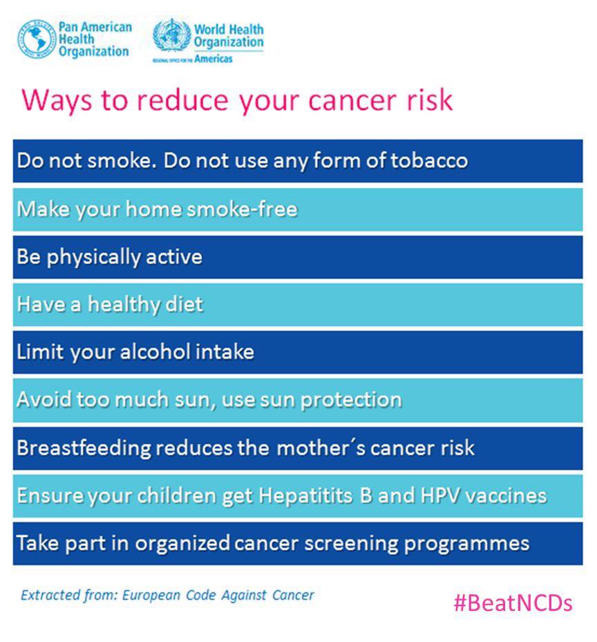 PAHO-WHO - Here are ways to reduce your cancer risk....