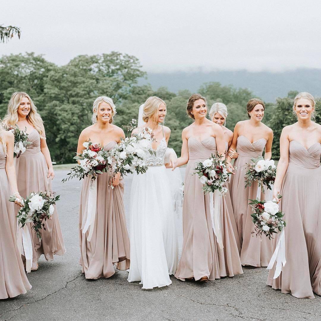 hayley paige dresses bridesmaid How gorgeous does #Kleinfeld bride Katie and her squad look? 💕 | Bride's dress: | Veil : Bel Aire Bridal DEPARTMENT:APPAREL