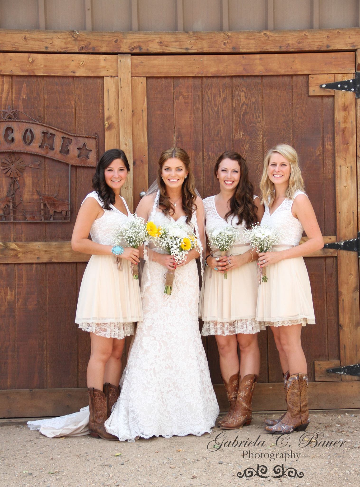 bridesmaid dresses that look good with boots If you already have gotten married and the bridesmaids are wearing their dress do you have pics ? I'm having a western wedding & idk if it's giving tacky or bridesmaids with cowboy boots