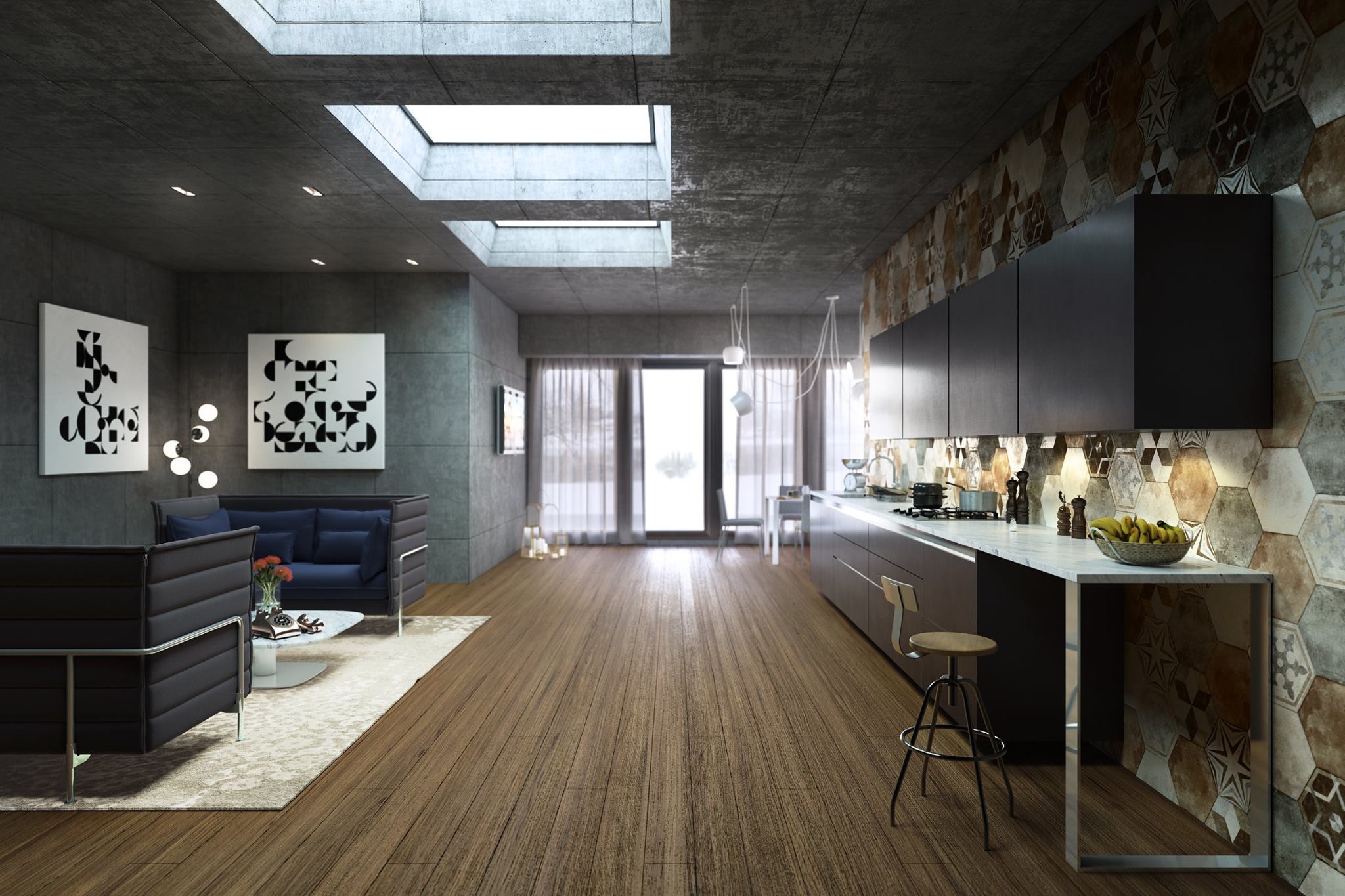 Factory3 Studio - Kitchen interior. Render by @factory3studio Cementine ...