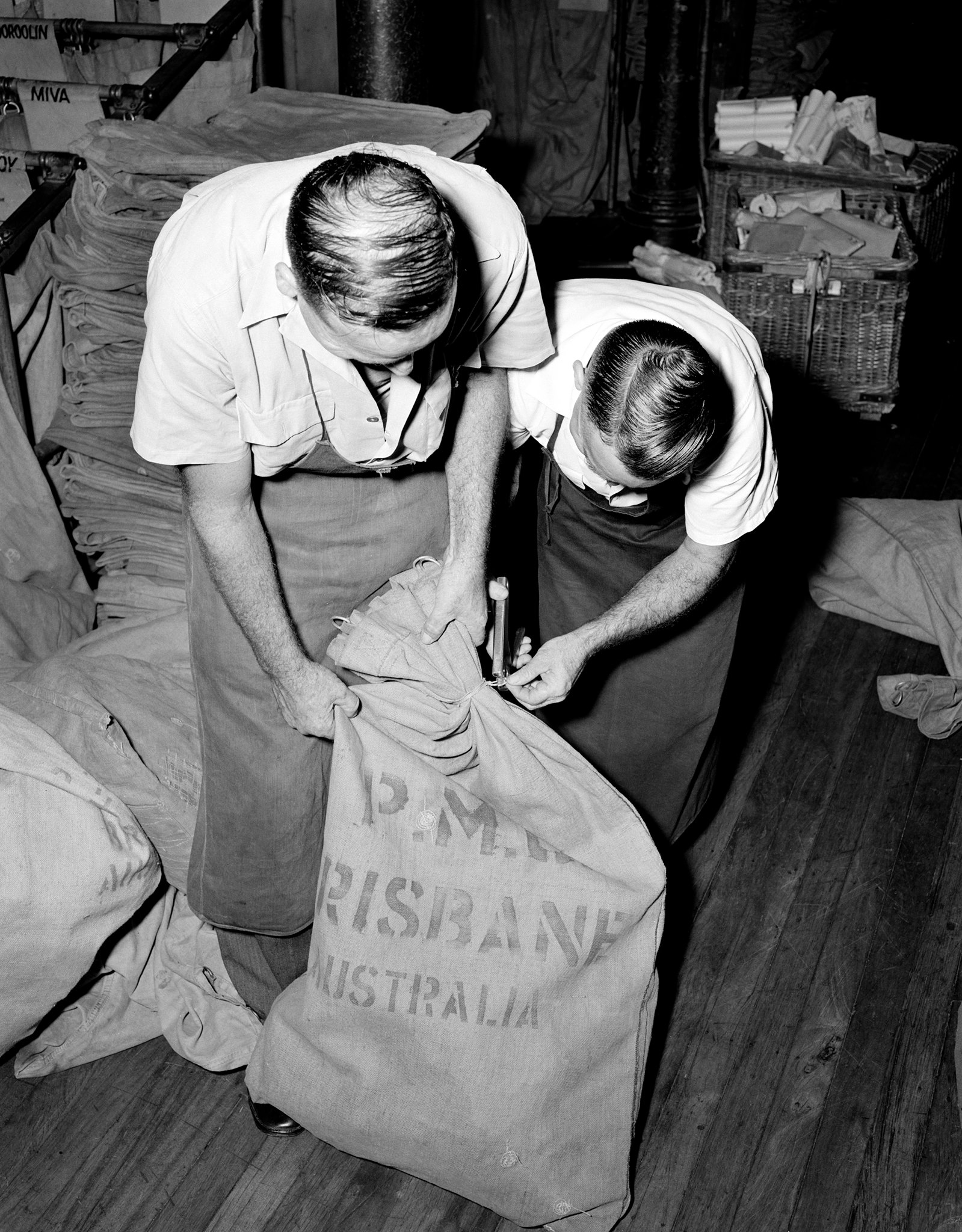 Australia - Mail sorters dispatching mail in Brisbane, circa 1940s/50s ...