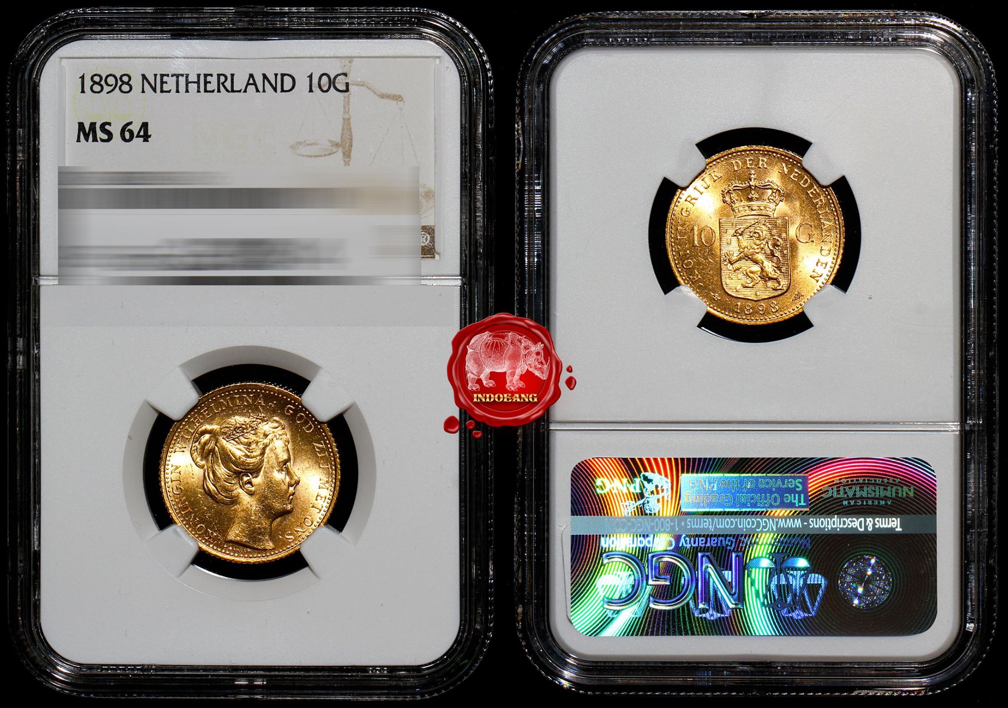 10 Gulden 1898 Netherlands NGC MS64