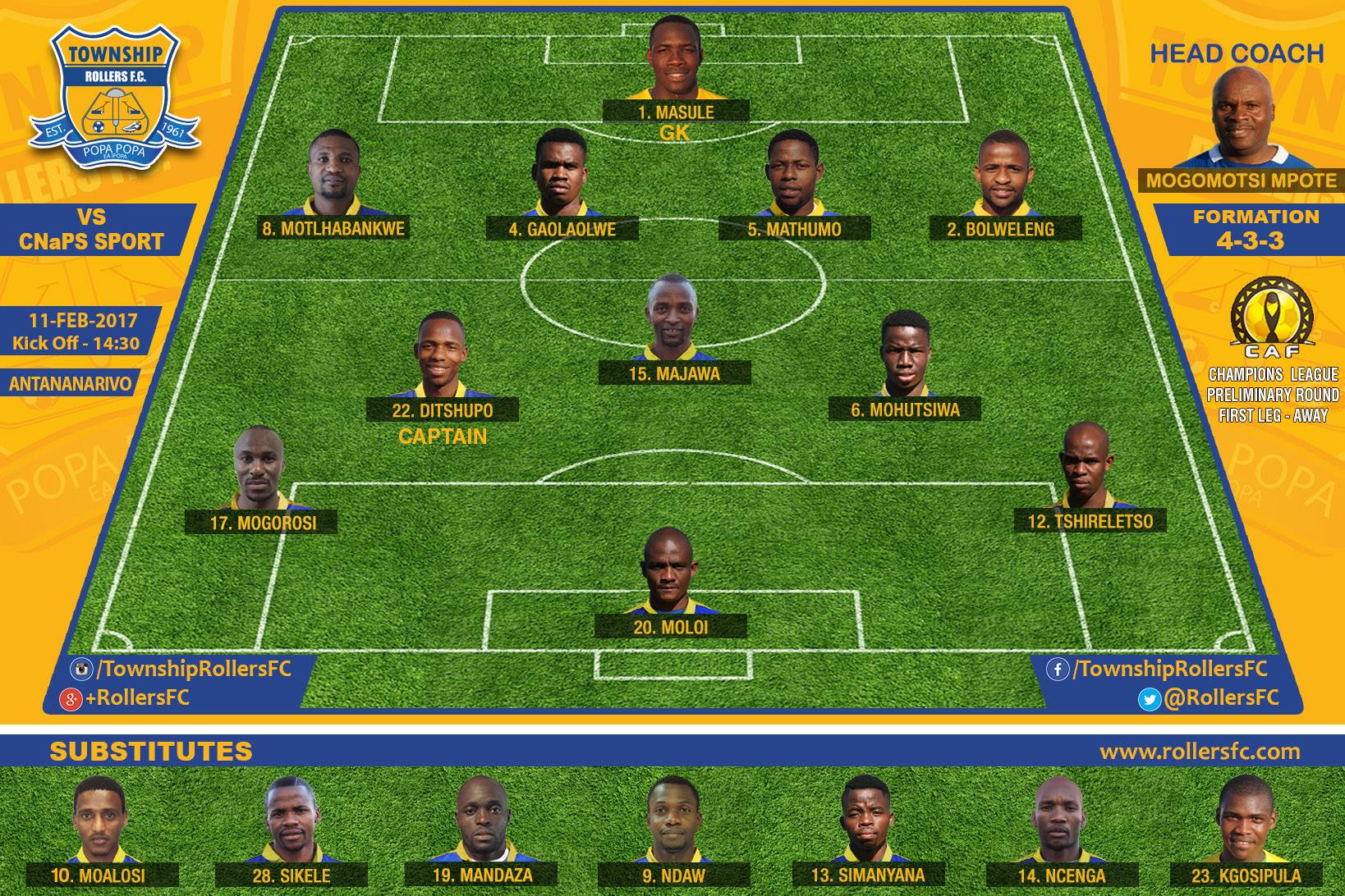 Township - CAF Champions League Preliminary Round 1st Leg Our Lineup ...