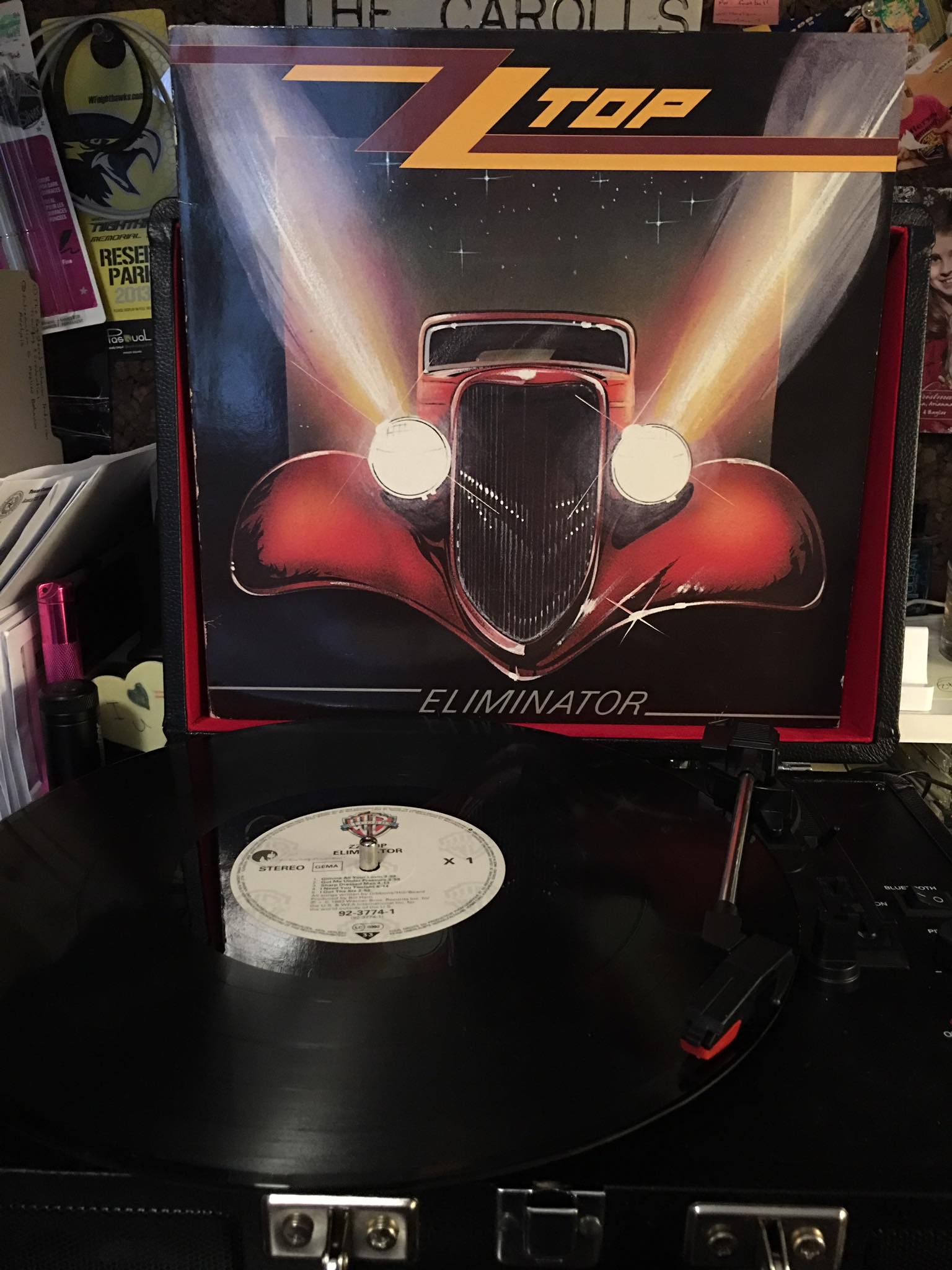Well-preserved vinyl record is the 1983 studio album Eliminator by
