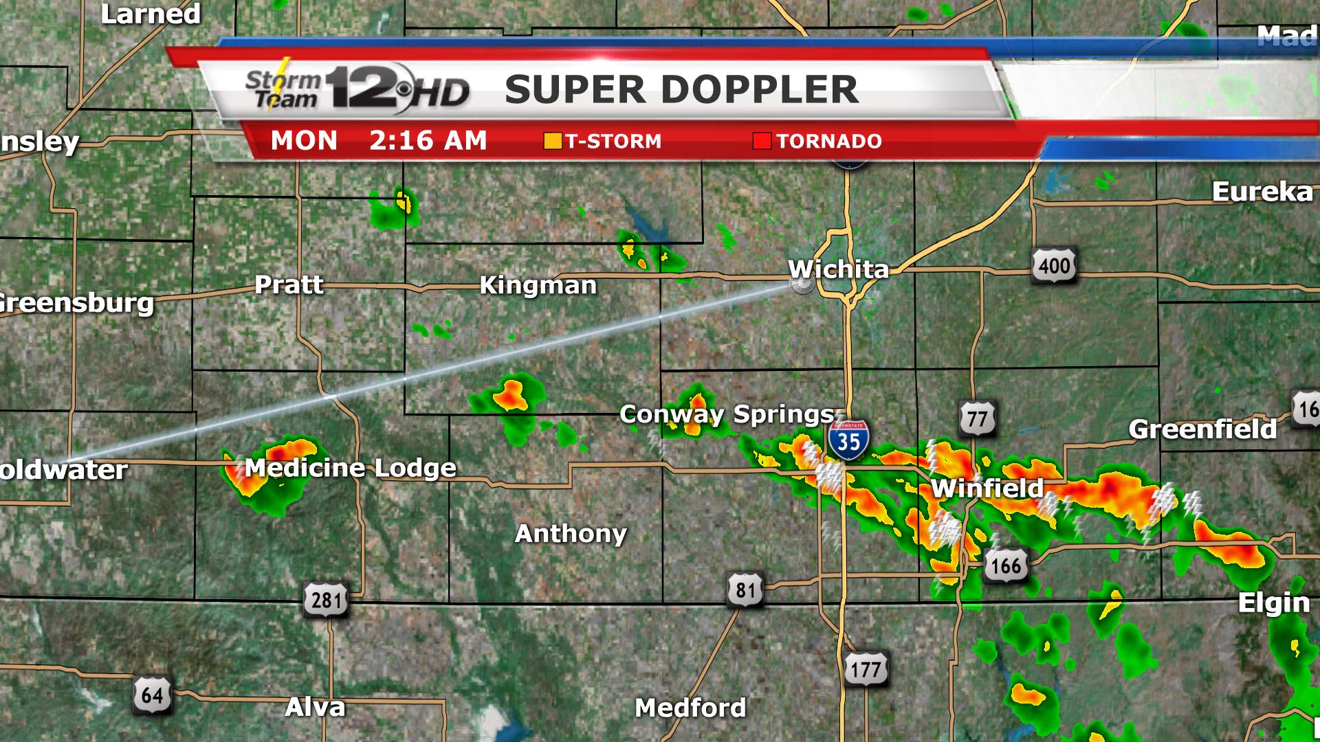 KWCH 12 News - Storms, not severe, moving east @ 30 mph along HWY 160 ...