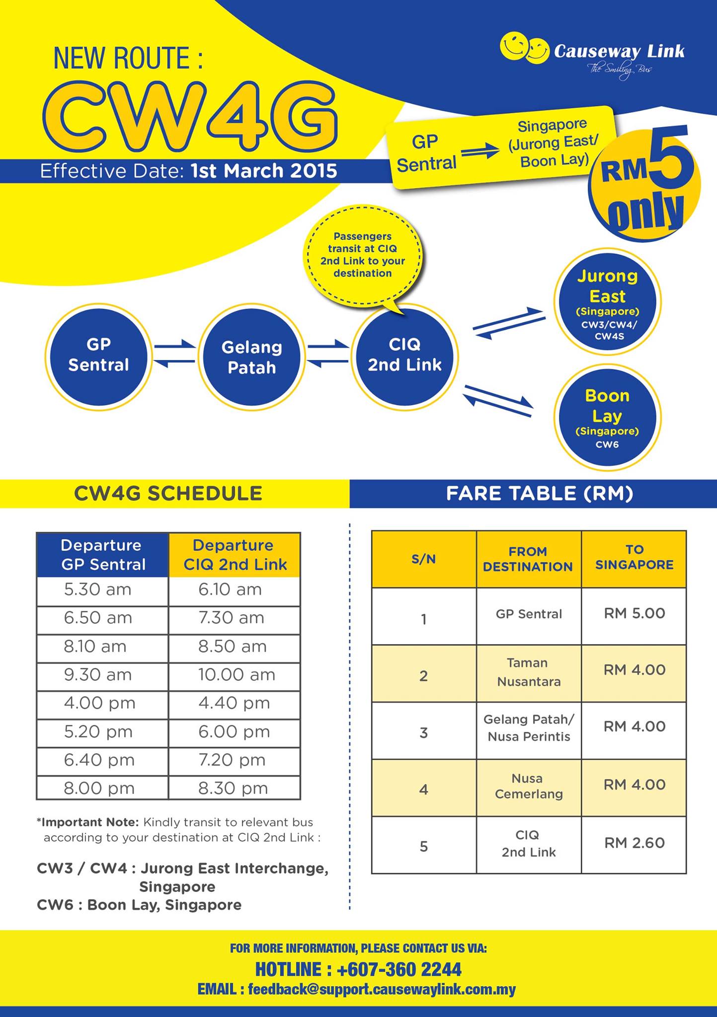 Causeway Link - NEW BUS SERVICE : CW4G - GP SENTRAL – SINGAPORE ...