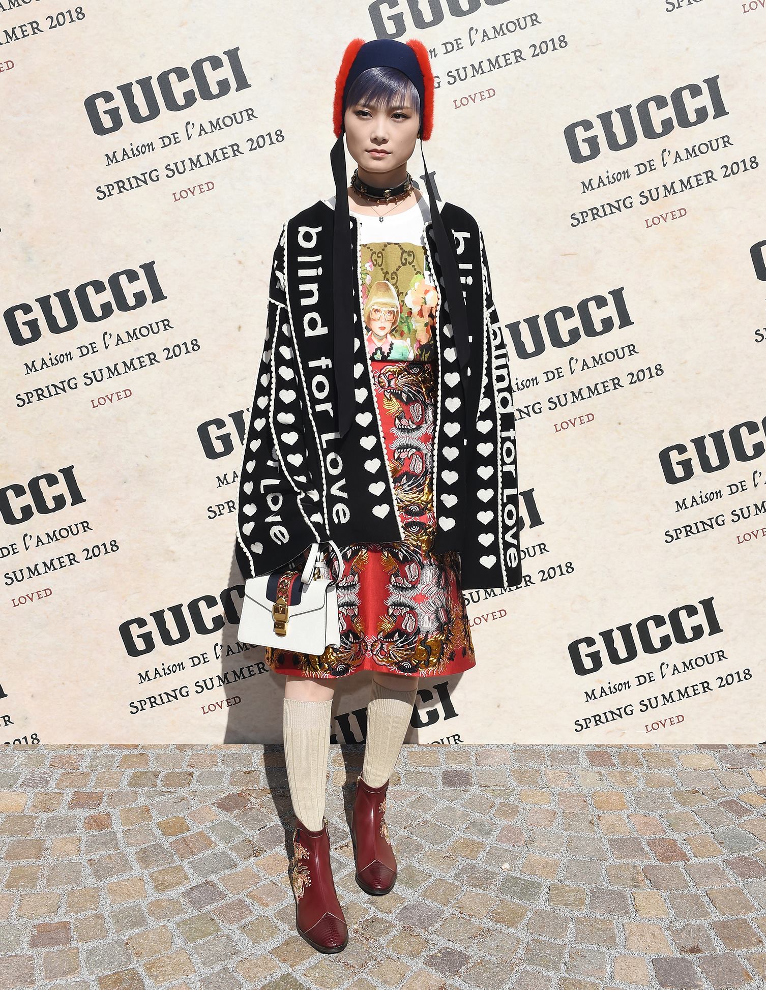 At the Gucci Spring Summer 2018 fashion show in Milan, Chris Lee 