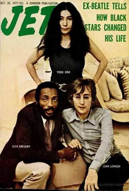 johnlennon Yoko Ono and Dick Gregory on the cover of Jet Magazine