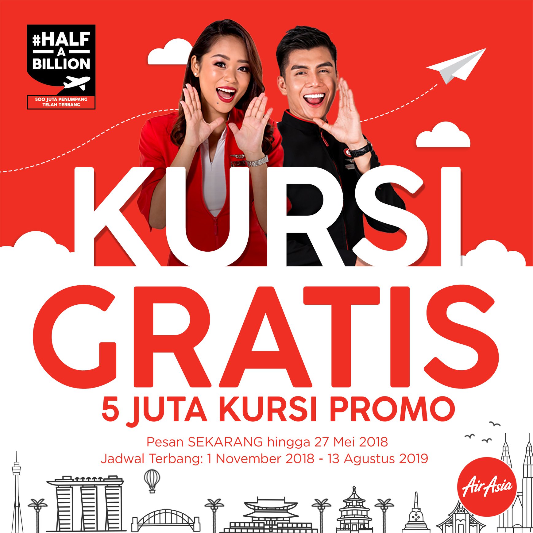 Airasia Airasiakursigratis Dengan 5 Juta Kursi Promo Facebook