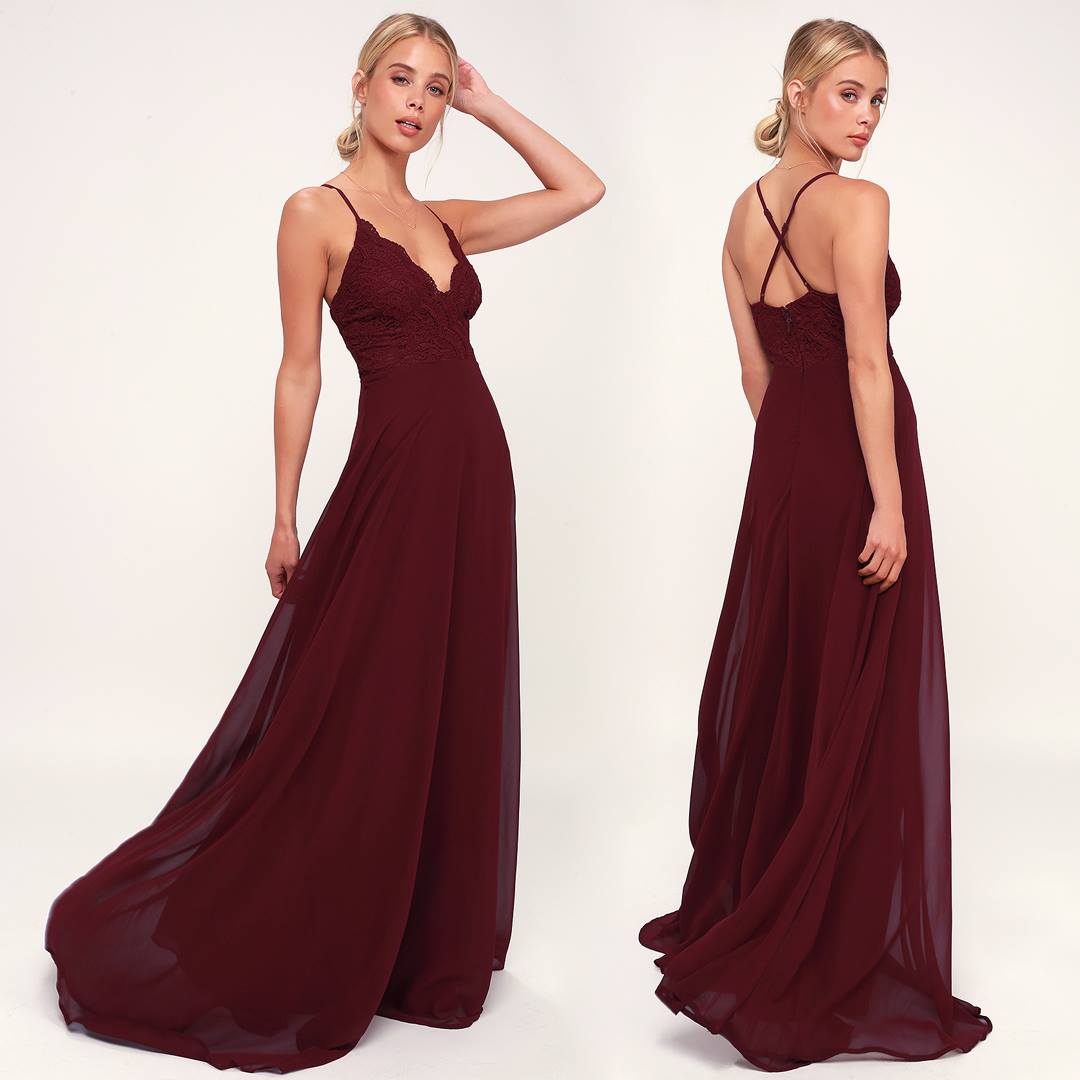 Lulus - 💫 A magical day or night starts with the Lulus Madalyn Burgundy Lace Maxi Dress 💫 #lovelulus Shop the dress: http://bit.ly/madalyn-XO