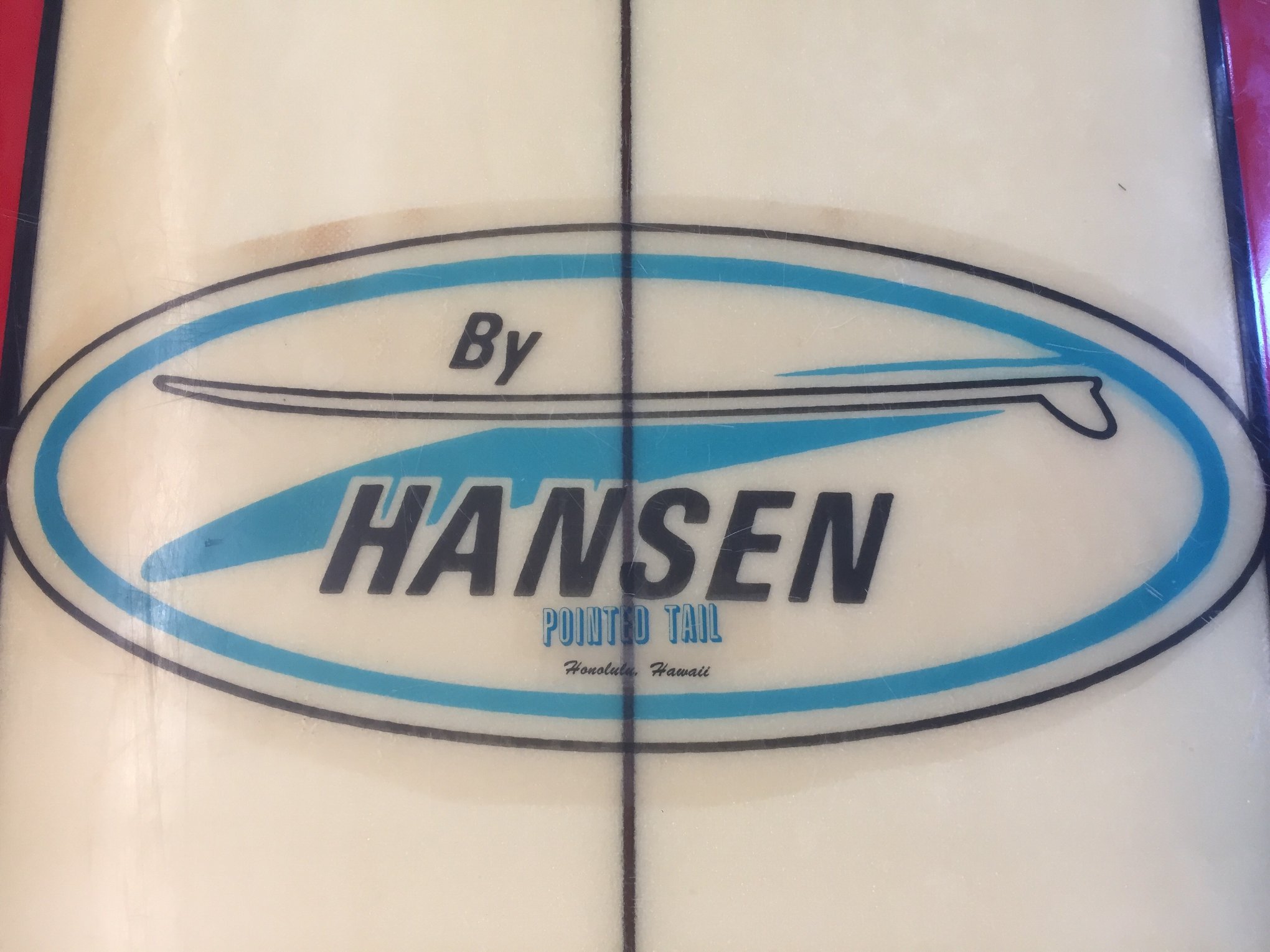 Vintage Hansen surfboard from the 1960s by Buzzy Smole