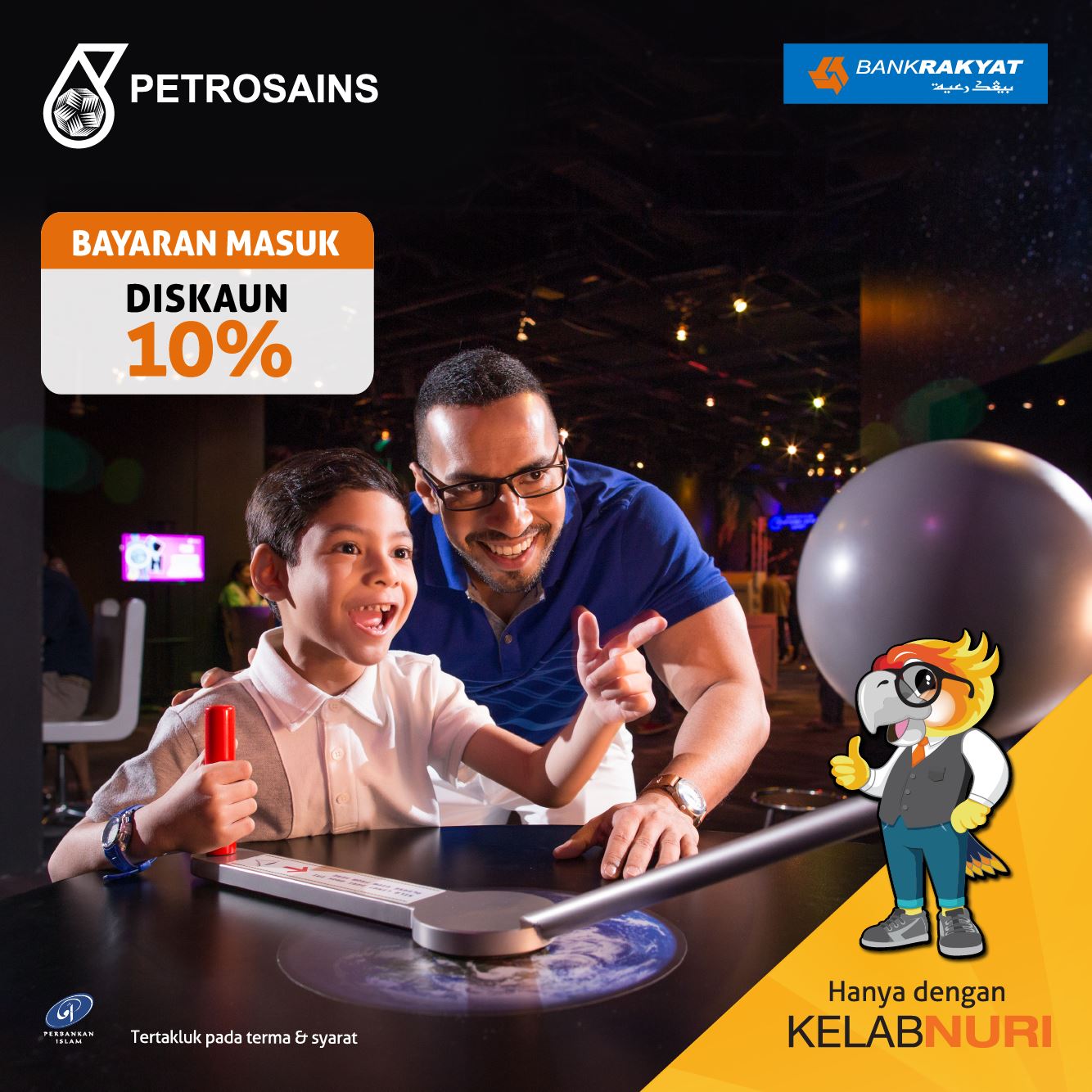 Bank Rakyat Khas Untuk Ahli Kelab Nuri Dapatkan Diskaun 10 Untuk Bayaran Masuk Ke Petrosains Daftarkan Anak Anda Sebagai Ahli Kelabnuri Bankrakyat Sekarang Dan Nikmati Pelbagai Diskaun Dan Aktiviti Aktiviti Yang Menyeronokkan