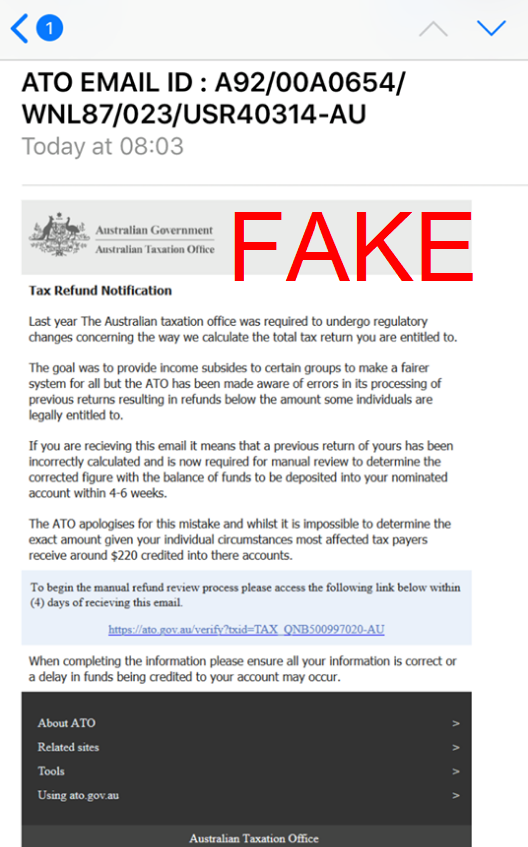 SCAM ALERT! This tax refund phishing... - NSW Police Force | Facebook