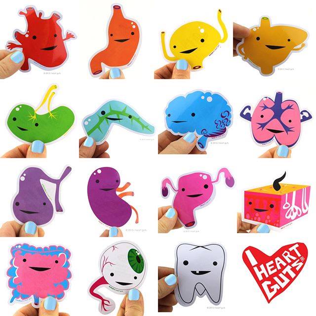 I Heart Guts - Look at all those happy guts! Sticker packs...