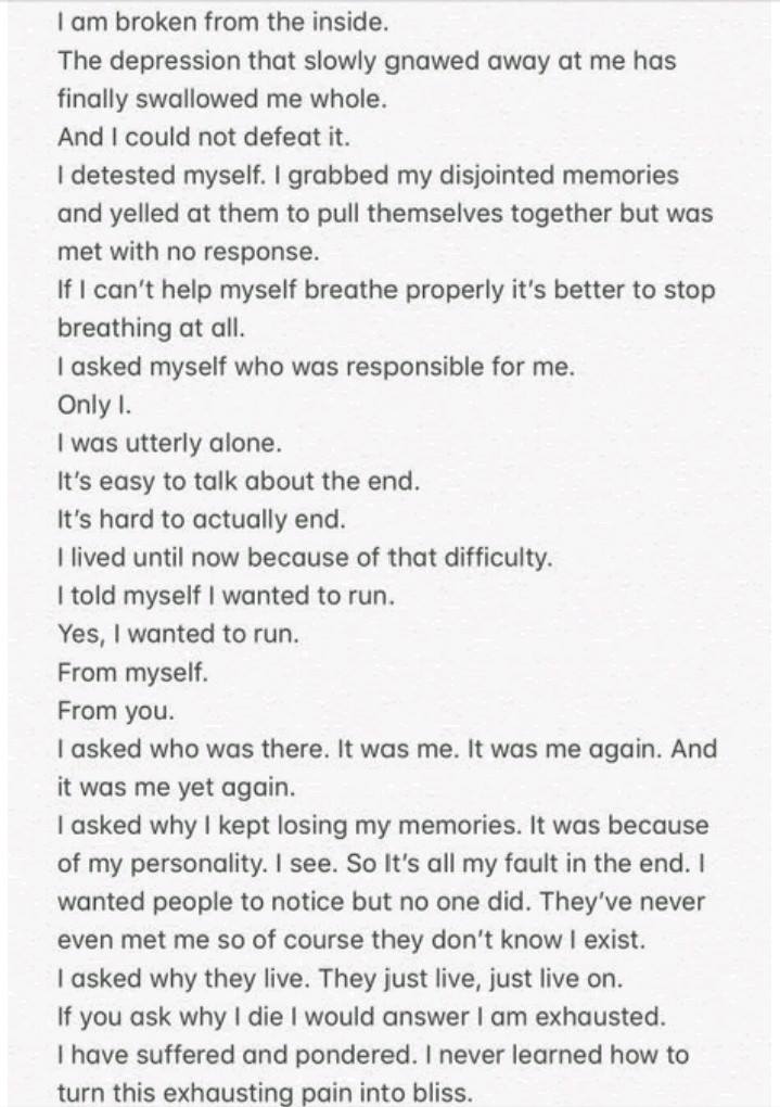 Jonghyun last heart broken letter which is his close friend posted