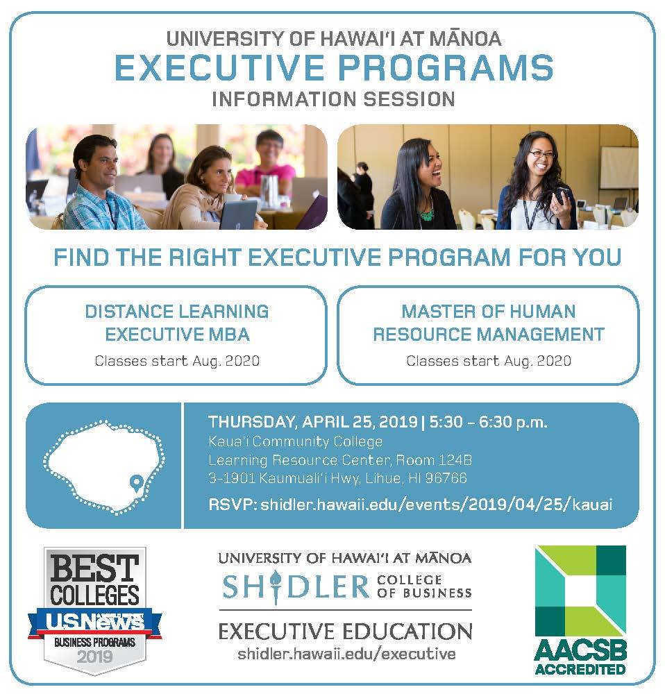 Shidler College of Business - Join us on April 25 at Kauai Community ...