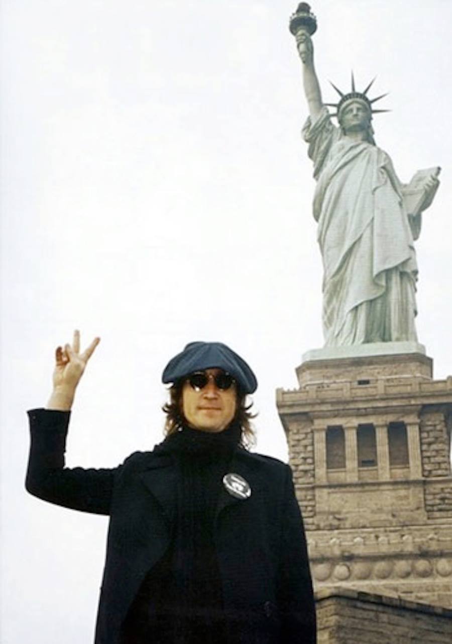 John Lennon at Statue of Liberty 50 years ago